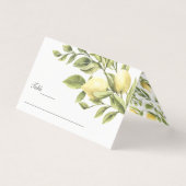 Carte De Visite Mariage élégant aux citrons et Feuille (Devant)