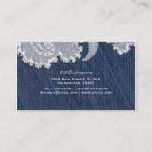 Carte De Visite Mariage élégant en jean et dentelle blanche (Dos)