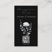 Carte De Visite Mariage élégant moderne Fleur noire et blanche (Dos)