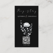 Carte De Visite Mariage élégant moderne Fleur noire et blanche (Devant)