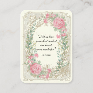 Carte De Visite Mariage Élégant Vintage Roses Roses Dorées Florale