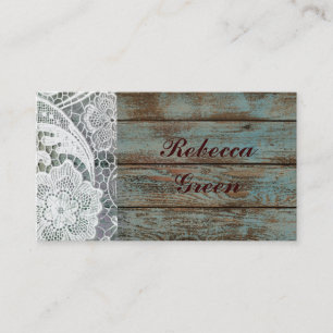 Carte De Visite mariage en bois de grange turquoise blanche
