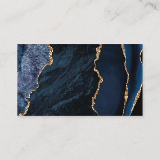Carte De Visite Mariage en marbre marbré bleu marine (Dos)