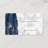 Carte De Visite Mariage en marbre marbré bleu marine (Devant)