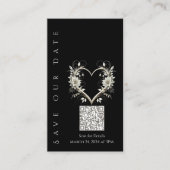 Carte De Visite Mariage Enregistrer le code Date-QR-Fleurs blanche (Devant)