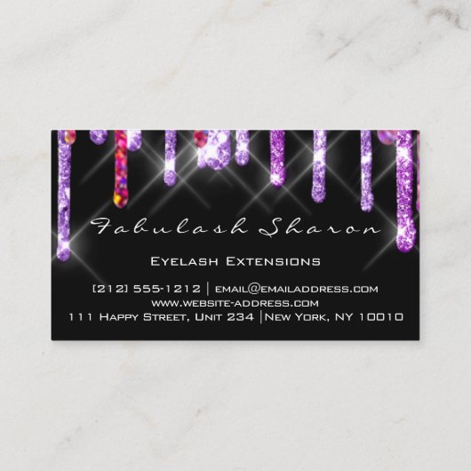 Carte De Visite Mariage Événement Planner Violet Drives Spark Noir (Dos)