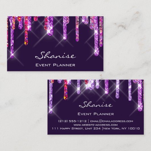 Carte De Visite Mariage Événement Planner Violet Drives violet ros (Devant / Derrière)