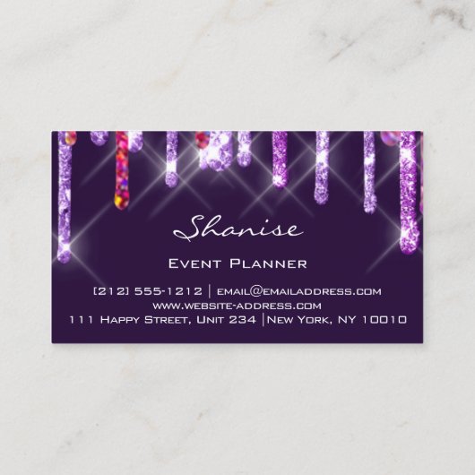 Carte De Visite Mariage Événement Planner Violet Drives violet ros (Dos)