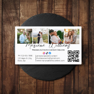Carte De Visite Mariage&Événements Contenu Creator photos qr code