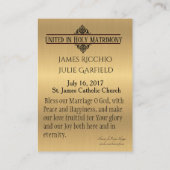 Carte De Visite Mariage Faveur Golden Catholic Holy Card (Dos)
