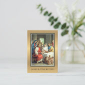 Carte De Visite Mariage Faveur Golden Catholic Holy Card (Debout devant)