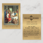 Carte De Visite Mariage Faveur Golden Catholic Holy Card (Devant / Derrière)