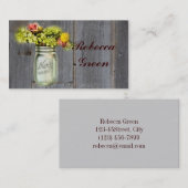 Carte De Visite mariage floral rustique de campagne en bocal mason (Devant / Derrière)