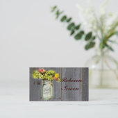 Carte De Visite mariage floral rustique de campagne en bocal mason (Debout devant)