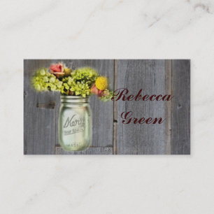 Carte De Visite mariage floral rustique en jarres de maçon
