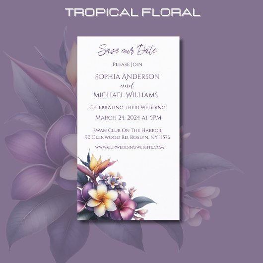 Carte De Visite Mariage floral tropical-Enregistrer la date-
