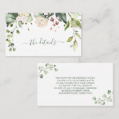 Carte De Visite mariage florale d'aquarelle/détails de la douche/a (Devant / Derrière)