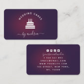 Carte De Visite Mariage gâteau logo blanc violet réseaux sociaux (Devant / Derrière)
