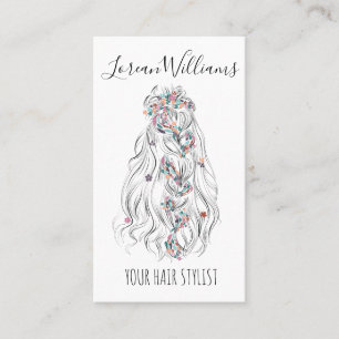 Carte De Visite Mariage Hair Styliste noir blanc Wavy Hair QR