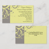 Carte De Visite Mariage jaune et gris moderne de remous (Devant / Derrière)