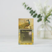 Carte De Visite MARIAGE LOVE PEACOCK MONOGRAM jaune gris agate (Debout devant)