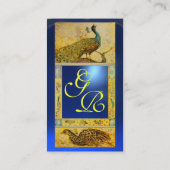 Carte De Visite MARIAGE LOVE PEACOCK MONOGRAM jaune saphir bleu (Dos)