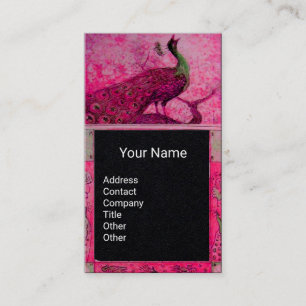 Carte De Visite MARIAGE LOVE PEACOCK MONOGRAM Pink Black Paper