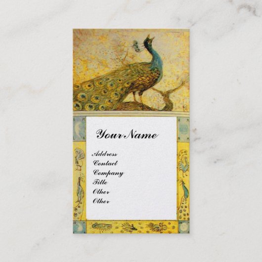 Carte De Visite MARIAGE LOVE PEACOCKS MONOGRAM, perle brun jaune (Devant)