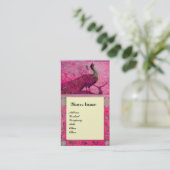 Carte De Visite MARIAGE LOVE PEACOCKS MONOGRAM rose fuchsia perle (Debout devant)