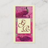 Carte De Visite MARIAGE LOVE PEACOCKS MONOGRAM rose fuchsia perle (Dos)
