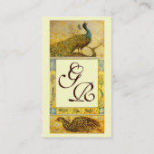 Carte De Visite MARIAGE LOVE PEACOCKS MONOGRAS crème brun jaune (Dos)