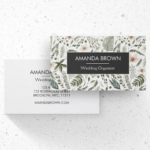 Carte De Visite Mariage Moderne à Motif Floral Aquarelle