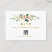 Carte De Visite Mariage moderne Blush Gold RSVP QR CODE MARIAGE (Devant)