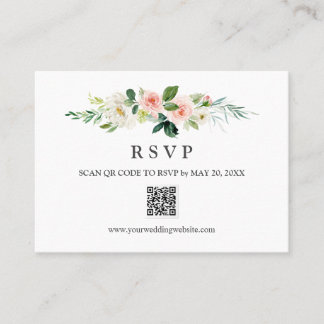 Carte De Visite Mariage moderne Blush Wedding RSVP QR CODE