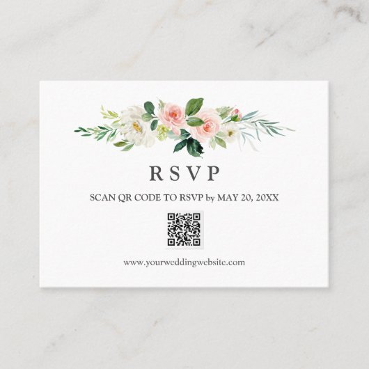 Carte De Visite Mariage moderne Blush Wedding RSVP QR CODE (Devant)