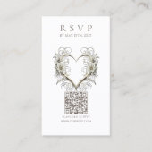 Carte De Visite Mariage moderne RSVP QR code-Fleurs avec un coeur (Devant)