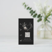 Carte De Visite Mariage moderne RSVP QR code-Fleurs blanches (Debout devant)