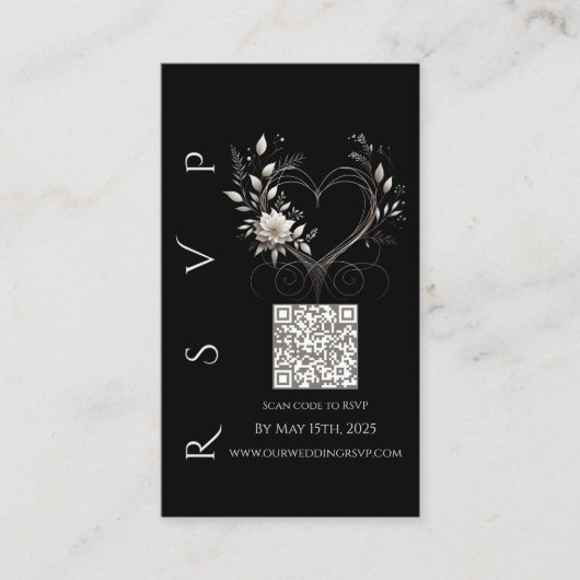 Carte De Visite Mariage moderne RSVP QR code-Fleurs blanches (Devant)