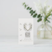 Carte De Visite Mariage moderne RSVP QR code-Fleurs modernes (Debout devant)