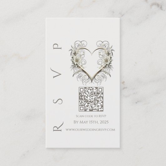 Carte De Visite Mariage moderne RSVP QR code-Fleurs modernes (Devant)