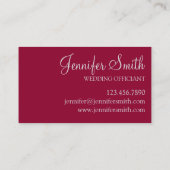 Carte De Visite Mariage nuptial Bell Floral Bow Pastor Officier (Dos)