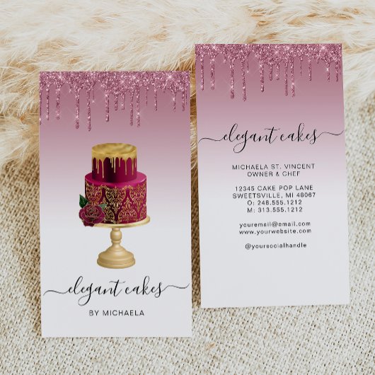 Carte De Visite Mariage Parties scintillant de gâteau Drift Boulan