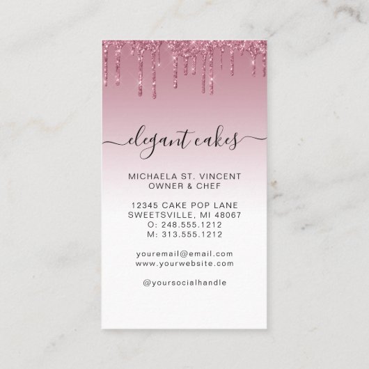 Carte De Visite Mariage Parties scintillant de gâteau Drift Boulan (Dos)