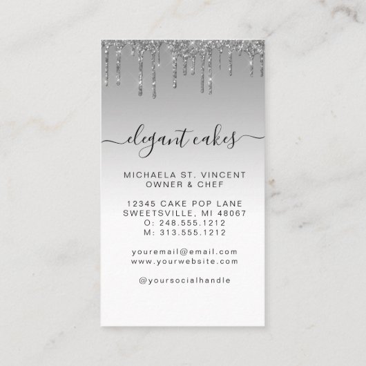 Carte De Visite Mariage Parties scintillant de gâteau Driver Turqu (Dos)