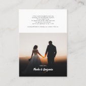 Carte De Visite Mariage photo moderne à la main (Dos)