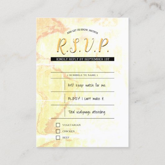 Carte De Visite mariage pirate inserts rsvp (Dos)