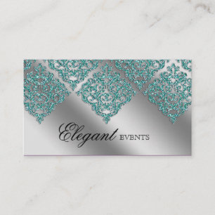 Carte De Visite Mariage Planificateur d'événements Damask Sparkl