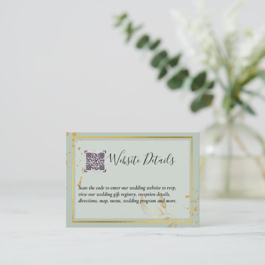 Carte De Visite Mariage QR CODE RSVP DONS DETAILS Website (Debout devant)