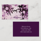 Carte De Visite mariage romantique bohème violet daisy (Devant / Derrière)