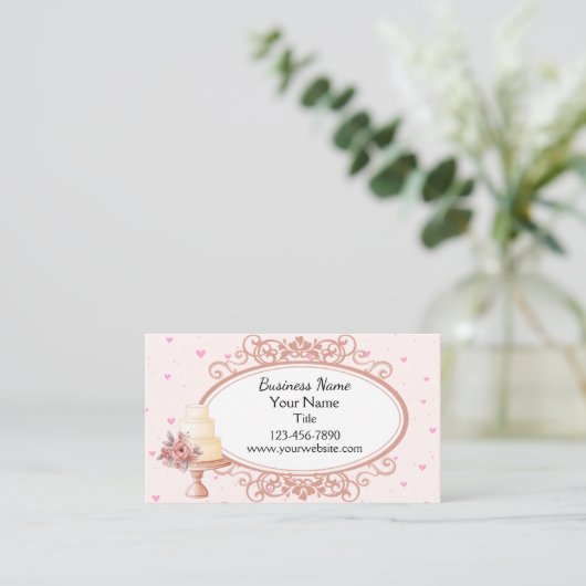 Carte de visite Mariage rose Cake Baker (Debout devant)